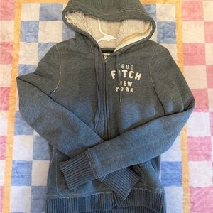 Abercrombie & Fitch Gray Sherpa-Lined Jacket